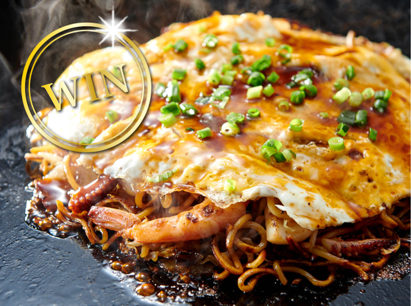 海の幸と野菜たっぷりふわとろお好み焼き